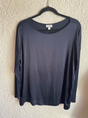 New J.Jill Classic Women's Navy Long-Sleeve Scoop Neck Tunic Top